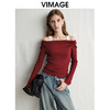 VIMAGE纬漫纪修身显瘦撞色两件套一字领长袖T恤上衣春新款V2313948 商品缩略图0