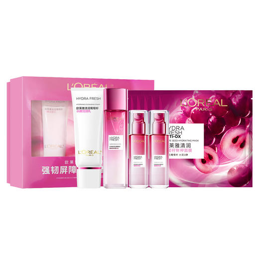 欧莱雅清润葡萄籽套包组合(375ml组合装+面膜6片) 商品图0