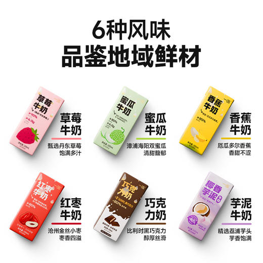[屁侠推荐]一鸣果味牛奶草莓/红枣/香蕉/巧克力/椰香芋泥牛奶200ml*10瓶*3箱混合组合 商品图6