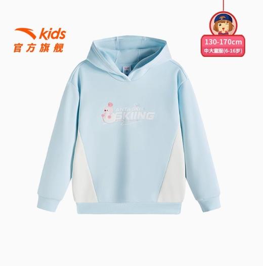 安踏儿童卫衣女童连帽套头衫2024冬季新款加绒保暖运动衫大童上衣362446709 商品图0