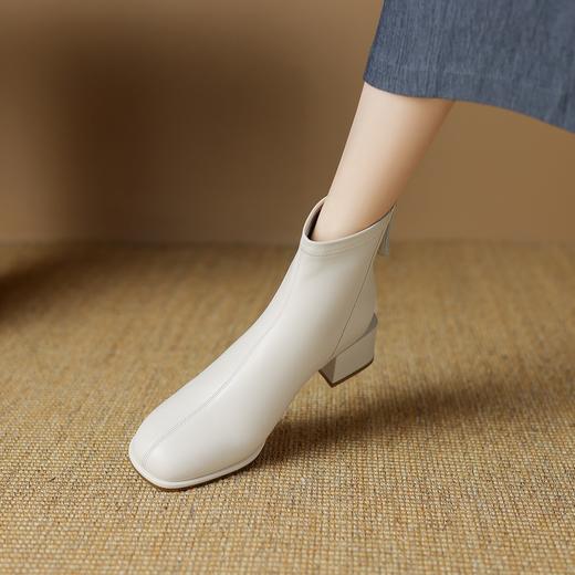 【法式方头瘦瘦靴女4.5CM显瘦百搭真皮时装靴】-CC 商品图1