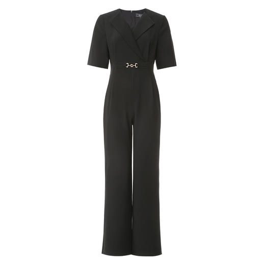 EITIE爱特爱夏季新款时尚高级感假两件高腰显瘦通勤V领黑色连体裤7707436 商品图6