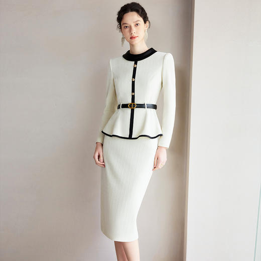 IWY/春季商务小香风半裙两件套正装肌理感套装新款轻奢高级西装职业气质两件套CS2171 商品图1