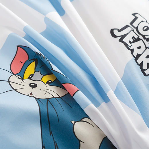 【自营】 猫和老鼠Tom and Jerry 100纯棉四件套 蓝白方格 200*230cm 商品图3