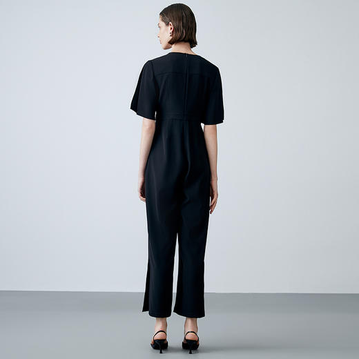 EITIE爱特爱夏季新款时尚高级感假两件高腰显瘦通勤V领黑色连体裤7707436 商品图5