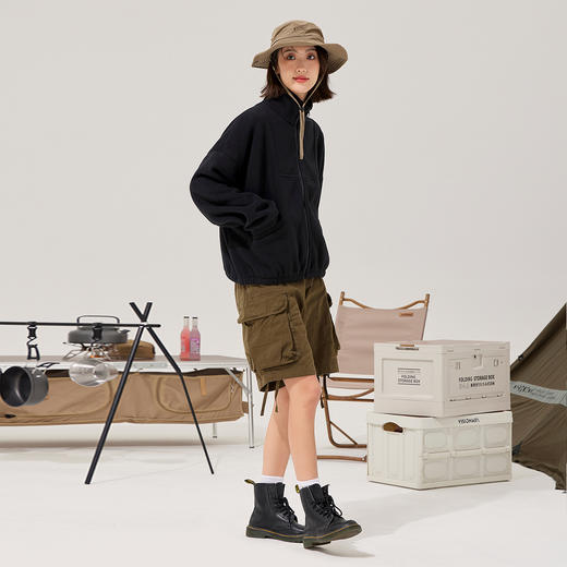 拓路者秋冬毛绒摇粒绒外套女立领开衫运动卫衣保暖仿羊羔绒抓绒衣 商品图7