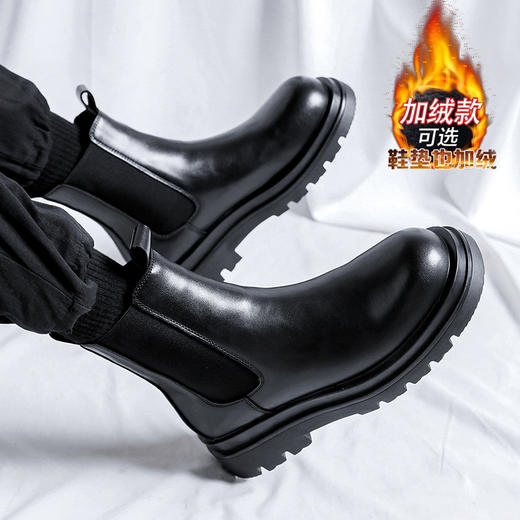 冬季加绒加厚切尔西靴男款保暖棉鞋雪地马丁靴工装男鞋英伦风短靴 商品图2