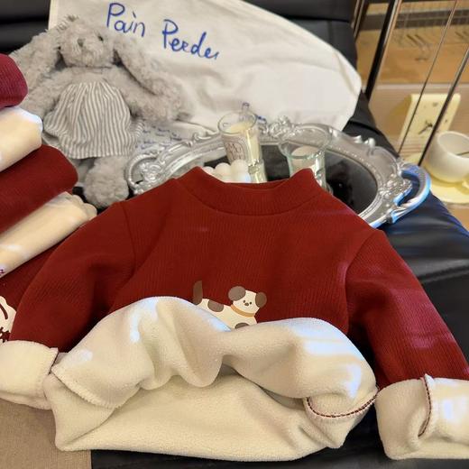 【新儿童拜年服】半高领男童打底衫加绒加厚长袖T恤中大童装上衣 商品图3