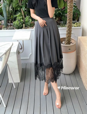 G08865#拼蕾丝边半裙