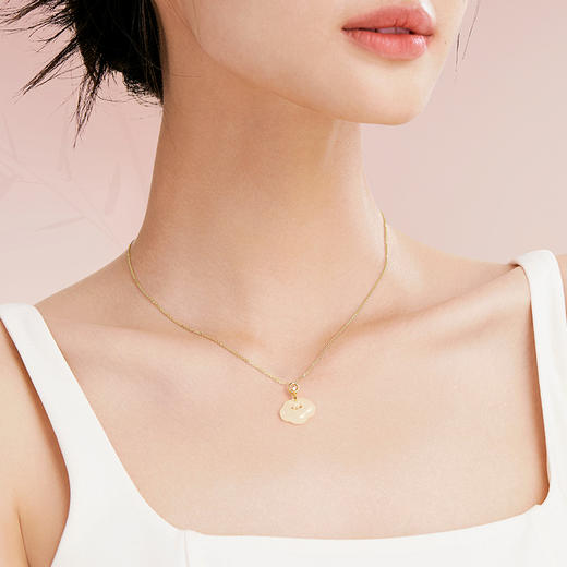 Fanci范琦×宫主【常乐如意锁项链】】和田玉s925银锁骨链女玉石国风轻奢小众饰品礼物 生日礼物送妈妈送女友 商品图4