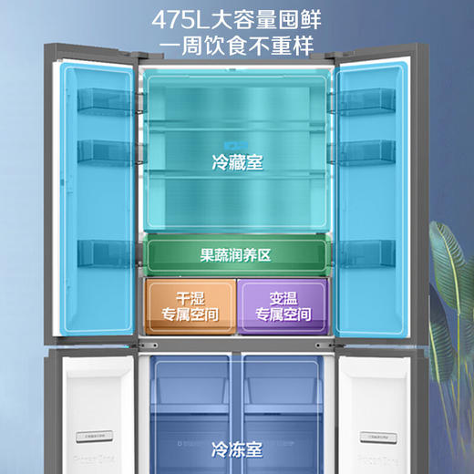 容声（Ronshen）475升十字对开四开门家用节能省电冰箱家用一级变频大容量电冰箱 BCD-475WSK1FPCQA徽羽绣 商品图3
