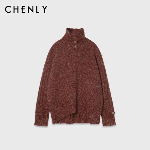 尘衣｜纽扣高领花纱羊毛羊绒毛衣 商品图1