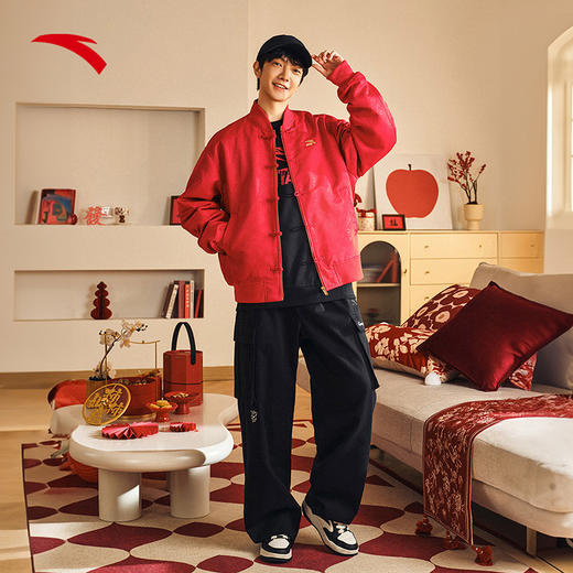 【2XL断码】安踏好事发生丨鸿运当头梭织夹克男士新年红色外套上衣152518615【库存有限，如无货将做退款，介意慎拍！】 商品图2