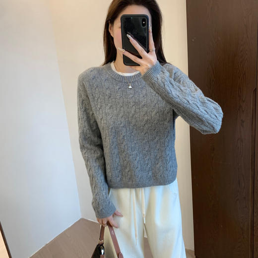100%羊毛 软糯亲肤立体绞花加厚假两件圆领正肩针织毛衣冬款！ 商品图0