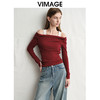 VIMAGE纬漫纪修身显瘦撞色两件套一字领长袖T恤上衣春新款V2313948 商品缩略图2