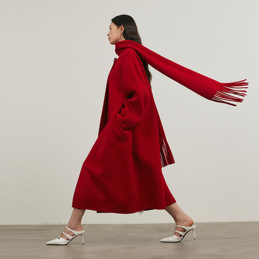 NEELLY纳俪商场同款冬季新款气质简约羊毛呢大衣女宽松显瘦长外套N24121N01197 商品图2