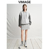 VIMAGE纬漫纪宽松休闲显瘦落肩拼接连帽灰色百搭卫衣2025春季新款V2313901 商品缩略图1