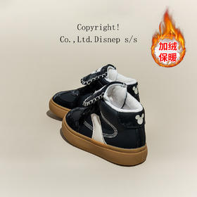 迪士尼中大童高帮板鞋冬季款亲子鞋百搭加绒休闲鞋防滑轻便运动鞋ZY24D009