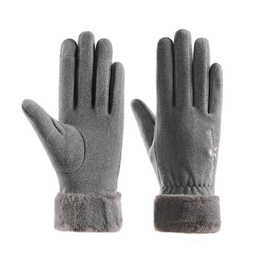 （2双装）女士毛口保暖手套冬季加绒加厚，触摸屏骑行舒适时尚自发热冬天手套MK-01 商品图5