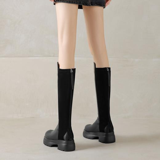 厚底高筒靴5.5CM英伦风小个子不过膝骑士靴 商品图3