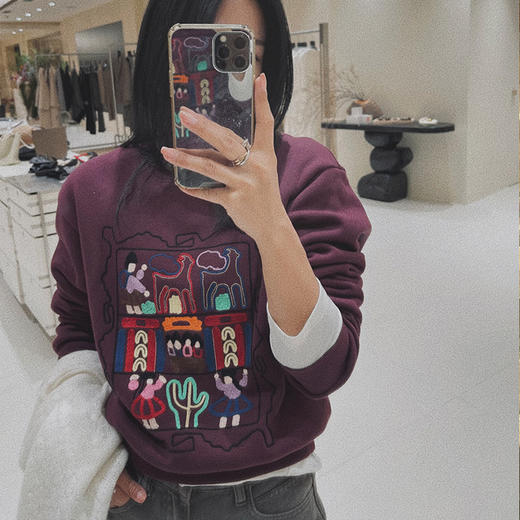 【顺丰包邮】44010 洛诗琳秋冬时髦卡通涂鸦重工刺绣加绒卫衣11210 商品图2