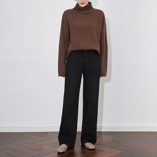 【高货wl】全新升级【铂金会员220/天猫299/差价79】(10800) 洛诗琳美式复古气质时尚通勤遮肉磨白加绒显瘦阔腿长裤 商品图0