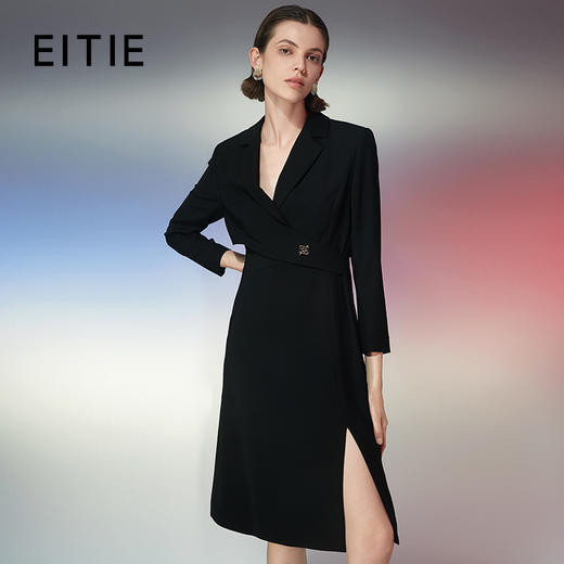 EITIE爱特爱春季新款气质优雅小翻领显瘦连衣裙7707415 商品图0