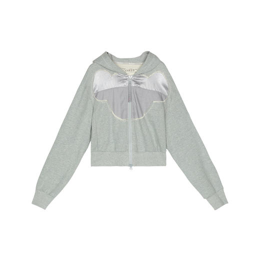 谜底连帽卫衣外套女2025春季新品花灰色开衫休闲上衣女251MV0012 商品图4