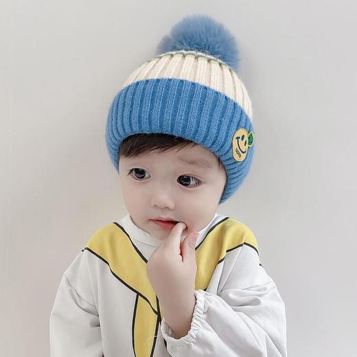 【纯棉加绒，保暖护耳，毛球点缀，萌趣十足！】1-4岁宝宝帽子 冬季婴儿毛线帽 护耳保暖纯棉 秋冬加绒儿童毛球针织帽-QQ 商品图4