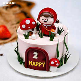 烤爱·生日蛋糕系列·采蘑菇的小女孩蛋糕·聚会儿童生日节日蛋糕【深圳同城配送】