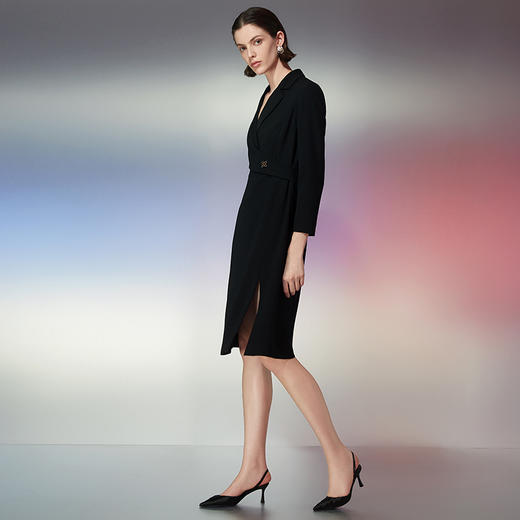 EITIE爱特爱春季新款气质优雅小翻领显瘦连衣裙7707415 商品图1