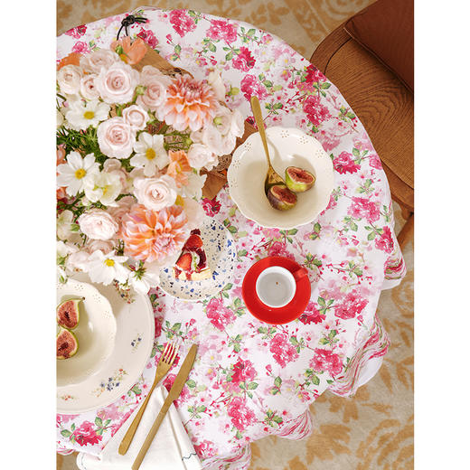 淡彩桃林系列复古方桌布餐桌台布餐厅轻奢高级感长方形复古氛围感定制 商品图3