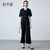 EITIE爱特爱夏季新款时尚高级感假两件高腰显瘦通勤V领黑色连体裤7707436 商品缩略图0