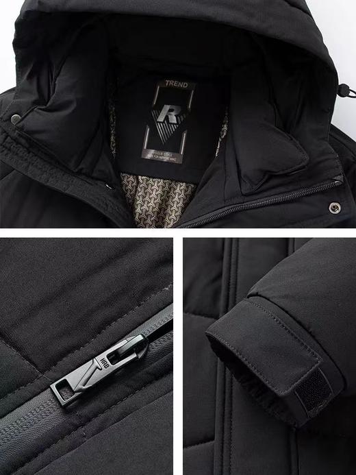 罗蒙火山石墨烯中长款黑金加厚棉服 加绒加厚冬季外套 商品图3