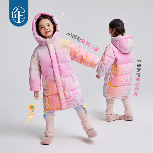 年衣童装冬季儿童长款鹅绒服男女宝宝加厚保暖羽绒服外套过年衣服好运连结羽绒服 商品图4