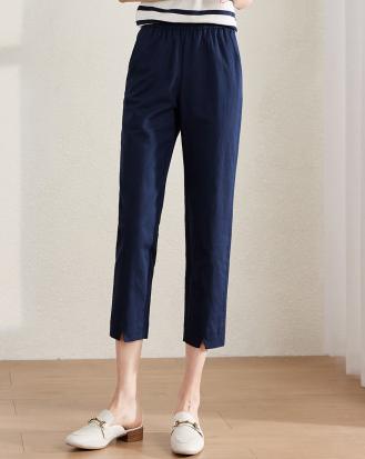 【618秒杀】熙世界夏款中腰OL显瘦烟管裤休闲舒适七分裤 商品图1