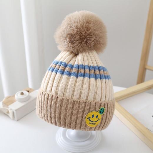 【纯棉加绒，保暖护耳，毛球点缀，萌趣十足！】1-4岁宝宝帽子 冬季婴儿毛线帽 护耳保暖纯棉 秋冬加绒儿童毛球针织帽-QQ 商品图7