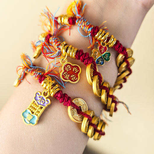 【新年福利 买一送一】BAOFANDI宝梵迪新中式2025红绳铜钱手绳本命年招财金钱手工编织暴富手链BF 商品图2