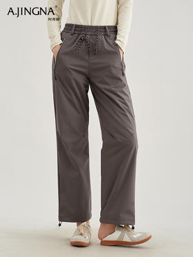 【积分兑换】阿菁娜美式工装三防面料休闲松紧腰鹅绒裤F29D210026