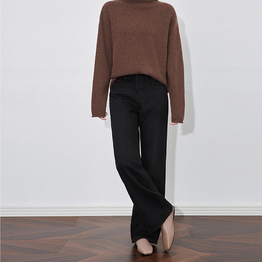 【高货wl】全新升级【铂金会员220/天猫299/差价79】(10800) 洛诗琳美式复古气质时尚通勤遮肉磨白加绒显瘦阔腿长裤 商品图2