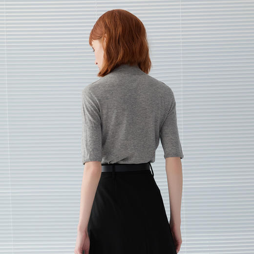 谜底半高领针织衫短袖2025春款简约百搭亲肤舒适毛衫女251MZ0383 商品图2