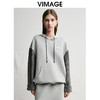 VIMAGE纬漫纪宽松休闲显瘦落肩拼接连帽灰色百搭卫衣2025春季新款V2313901 商品缩略图5