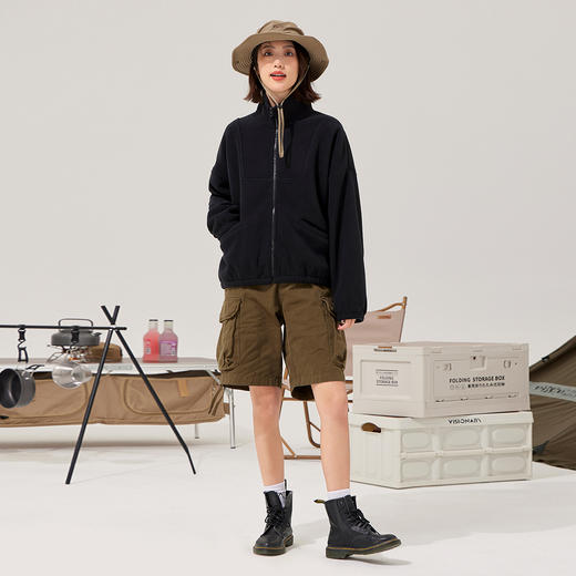 拓路者秋冬毛绒摇粒绒外套女立领开衫运动卫衣保暖仿羊羔绒抓绒衣 商品图6