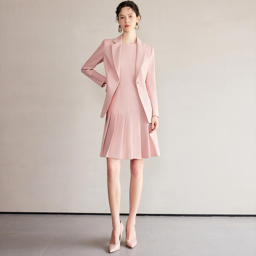 IWY/西装外套女气质名媛高级感套装新款洋气粉色连衣裙两件套C2036+Q1188 商品图0