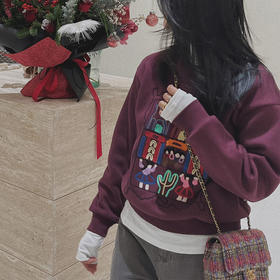 【顺丰包邮】44010 洛诗琳秋冬时髦卡通涂鸦重工刺绣加绒卫衣11210