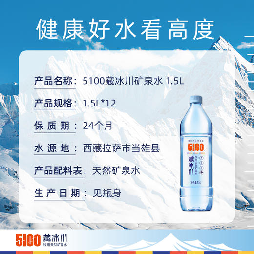 【A润家送水】5100西藏冰川矿泉水1.5L*12瓶*3箱/件-高端直饮低氘小分子饮用水整箱（16点前下单今日达，16点后次日达） 商品图3