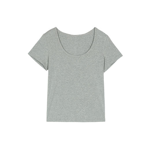 谜底圆领短款T恤短袖女2025春季新品极简风百搭修身上衣251MT0097 商品图4