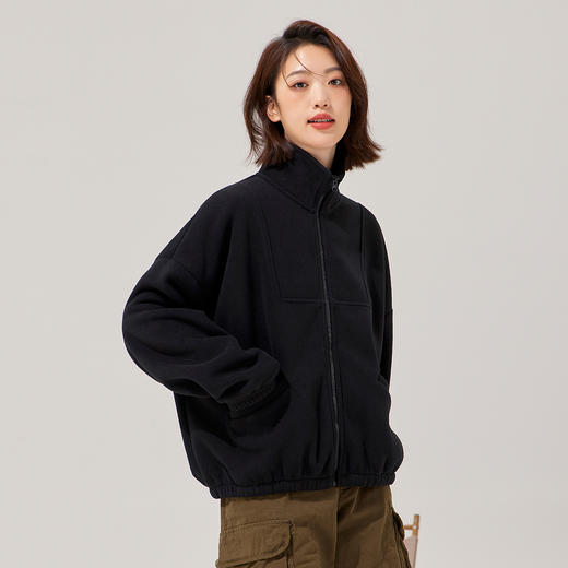 拓路者秋冬毛绒摇粒绒外套女立领开衫运动卫衣保暖仿羊羔绒抓绒衣 商品图4