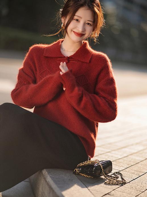 预售，年后发货【‍新中式国风盘扣绞花毛衣】东方美学❗温婉气质拉满❗‬优雅、⁬复古、‍文艺~ 版型升级归来！ 商品图3