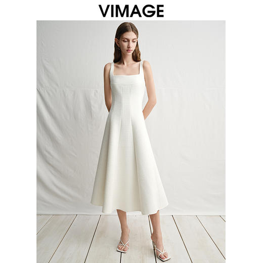 VIMAGE纬漫纪2025春季新款时尚通勤无袖收腰连衣裙V2307901 商品图1